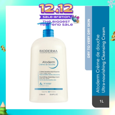 BIODERMA Atoderm Crème de douche Ultra-Nourishing Face & Body Cleansing Shower Cream 1L (Expiry: Mar`2026)