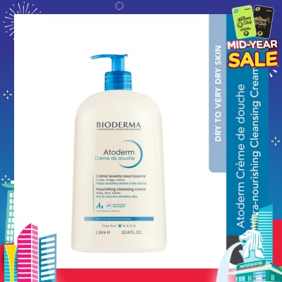 BIODERMA Atoderm Crème de douche Ultra-Nourishing Face & Body Cleansing Shower Cream (Very Dry, Sensitive Skin) 1L