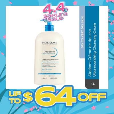 BIODERMA - Atoderm Crème de douche Ultra-Nourishing Face & Body Cleansing Shower Cream 1L
