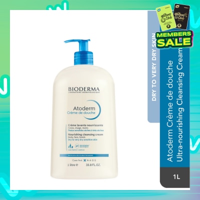 BIODERMA Atoderm Crème de douche Ultra-Nourishing Face & Body Cleansing Shower Cream 1L (Expiry: Mar`2026)