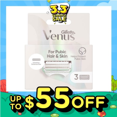 GILLETTE VENUS For Pubic Hair And Skin Refill Blades (Help Protect Bikini Skin From Shave Irritation) 3s