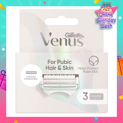 GILLETTE VENUS For Pubic Hair And Skin Refill Blades (Help Protect Bikini Skin From Shave Irritation) 3s