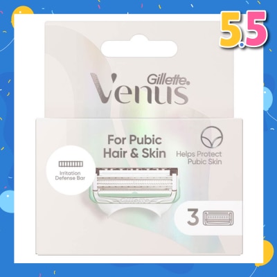 GILLETTE VENUS For Pubic Hair And Skin Refill Blades (Help Protect Bikini Skin From Shave Irritation) 3s