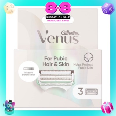 GILLETTE VENUS - For Pubic Hair And Skin Refill Blades (Help Protect Bikini Skin From Shave Irritation) 3s
