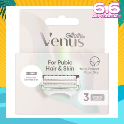 GILLETTE VENUS For Pubic Hair And Skin Refill Blades (Help Protect Bikini Skin From Shave Irritation) 3s