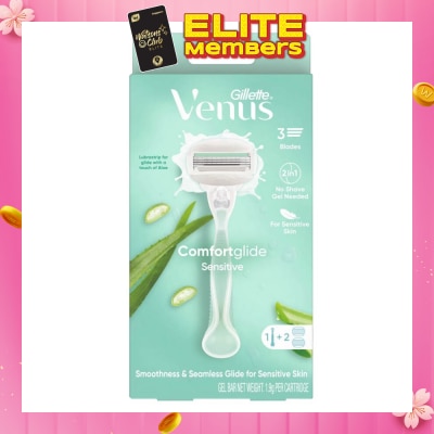 GILLETTE VENUS Comfortglide Sensitive Women's Razor Handle + 2 Blade Refills (For Sensitive Skin)