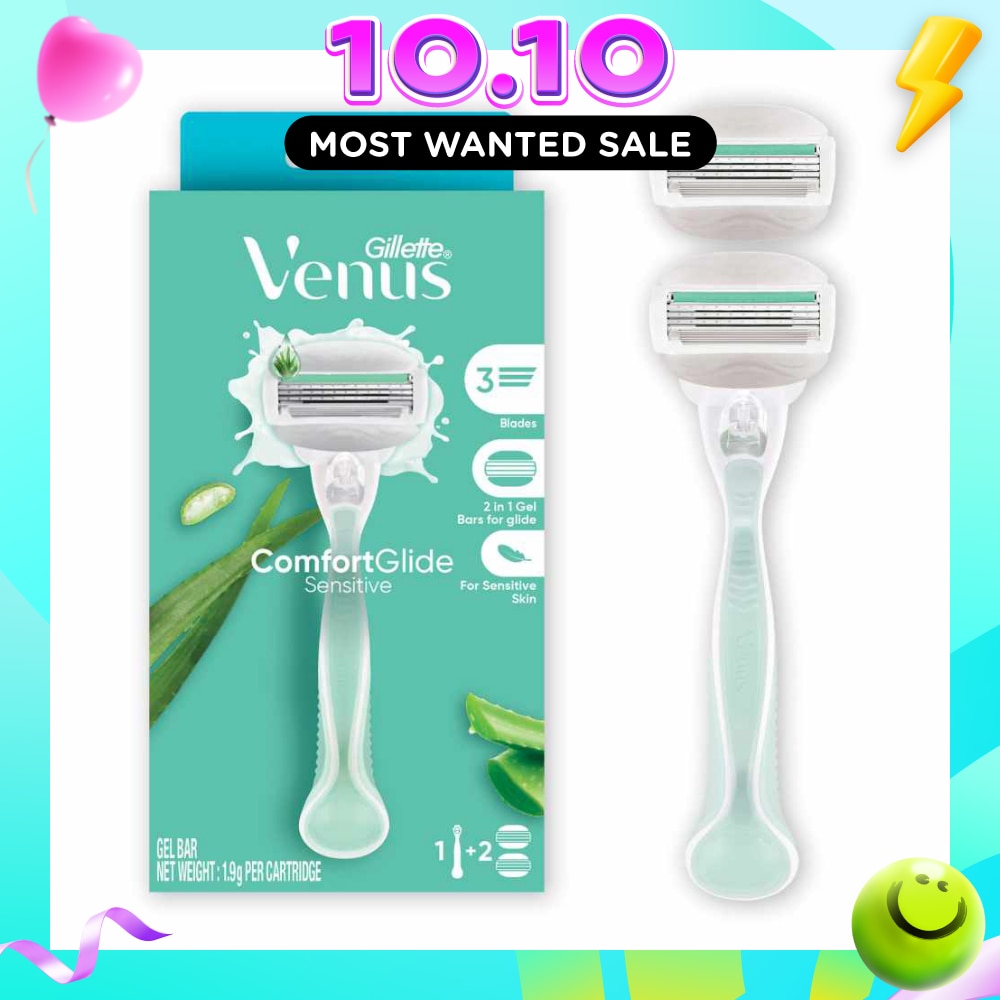 Comfortglide Sensitive Women's Razor Handle + 2 Blade Refills (For Sensitive Skin) image