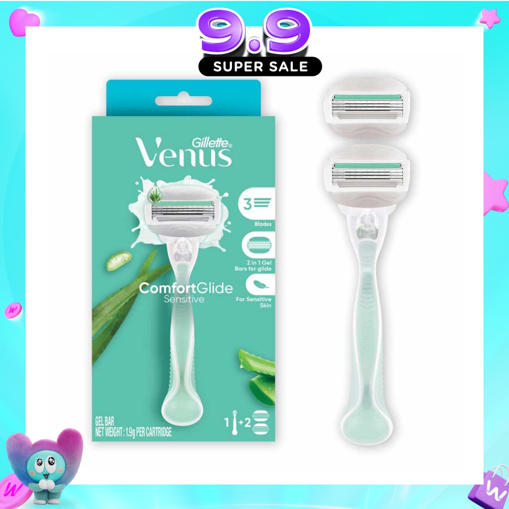 Comfortglide Sensitive Women's Razor Handle + 2 Blade Refills (For Sensitive Skin) image