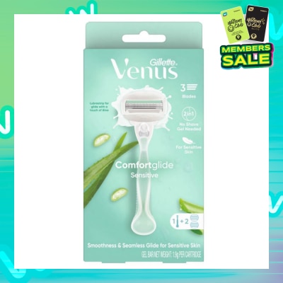 GILLETTE VENUS Comfortglide Sensitive Women's Razor Handle + 2 Blade Refills (For Sensitive Skin)