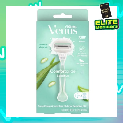 GILLETTE VENUS Comfortglide Sensitive Women's Razor Handle + 2 Blade Refills (For Sensitive Skin)