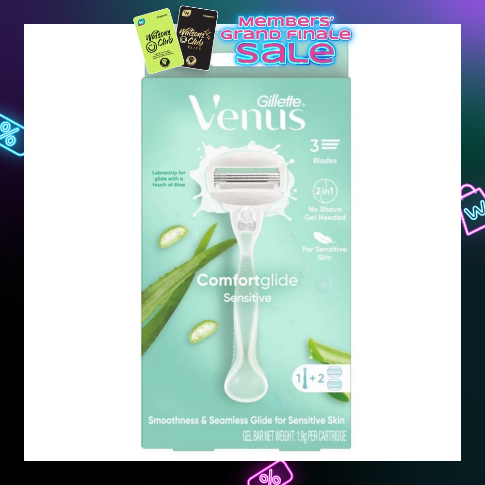 Comfortglide Sensitive Women's Razor Handle + 2 Blade Refills (For Sensitive Skin)