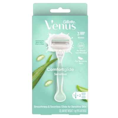 GILLETTE VENUS Comfortglide Sensitive Women's Razor Handle + 2 Blade Refills (For Sensitive Skin)