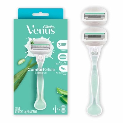 GILLETTE VENUS - Comfortglide Sensitive Women's Razor Handle + 2 Blade Refills (For Sensitive Skin)