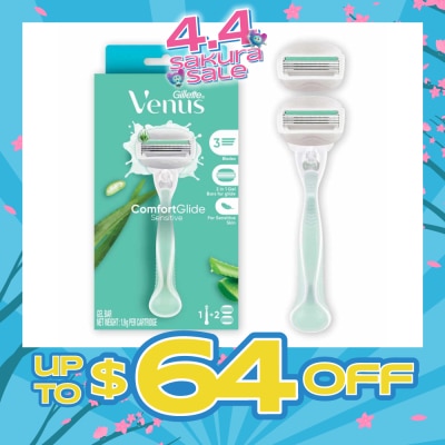 GILLETTE VENUS - Comfortglide Sensitive Women's Razor Handle + 2 Blade Refills (For Sensitive Skin)
