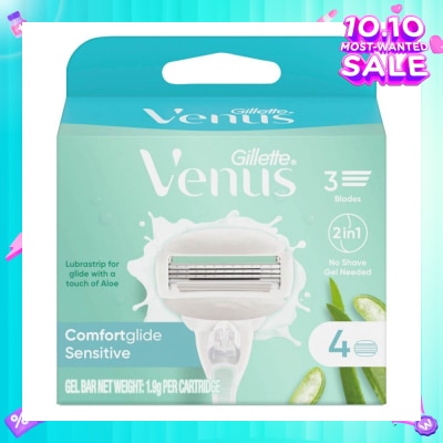 GILLETTE VENUS Comfortglide Sensitive Women's Razor Blade Refills For Sensitive Skin (Lubrication Strip With A Touch Of Aloe Vera For Less Irritation) 4s