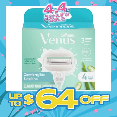 GILLETTE VENUS - Comfortglide Sensitive Women's Razor Blade Refills For Sensitive Skin (Lubrication Strip With A Touch Of Aloe Vera For Less Irritation) 4s