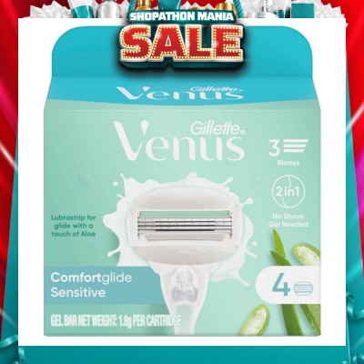 GILLETTE VENUS - Comfortglide Sensitive Women's Razor Blade Refills For Sensitive Skin (Lubrication Strip With A Touch Of Aloe Vera For Less Irritation) 4s