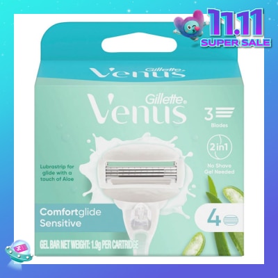 GILLETTE VENUS Comfortglide Sensitive Women's Razor Blade Refills For Sensitive Skin (Lubrication Strip With A Touch Of Aloe Vera For Less Irritation) 4s