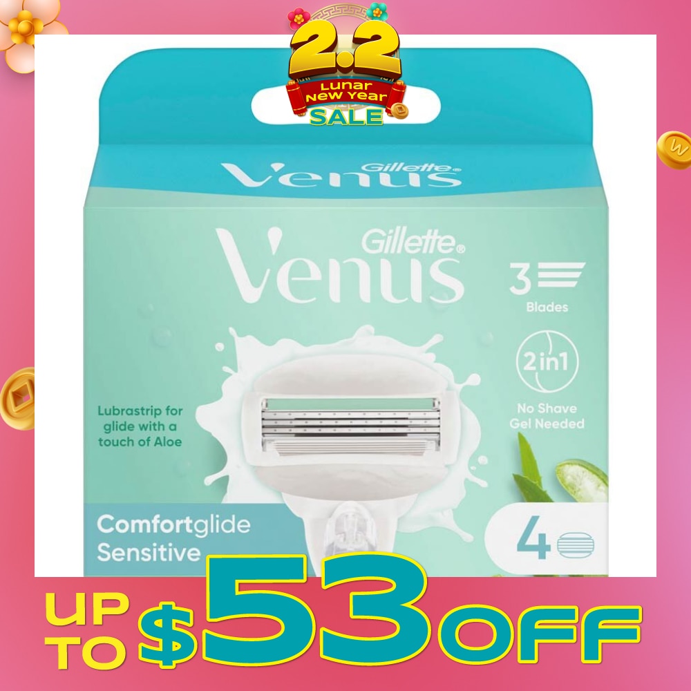 Comfortglide Sensitive Women's Razor Blade Refills For Sensitive Skin (Lubrication Strip With A Touch Of Aloe Vera For Less Irritation) 4s