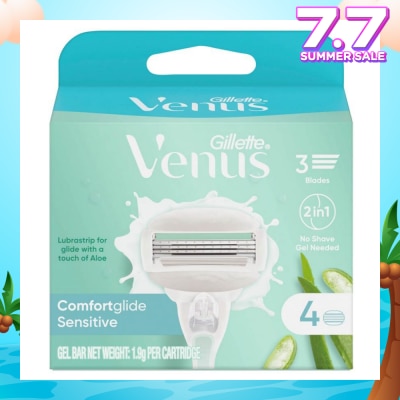 GILLETTE VENUS Comfortglide Sensitive Women's Razor Blade Refills For Sensitive Skin (Lubrication Strip With A Touch Of Aloe Vera For Less Irritation) 4s