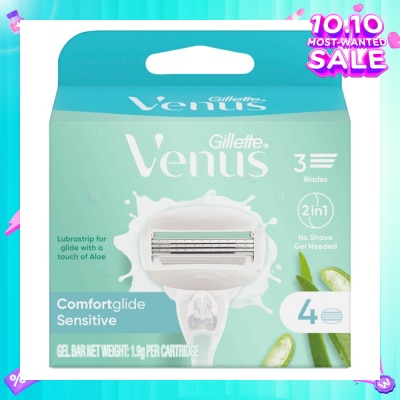 GILLETTE VENUS Comfortglide Sensitive Women's Razor Blade Refills For Sensitive Skin (Lubrication Strip With A Touch Of Aloe Vera For Less Irritation) 4s