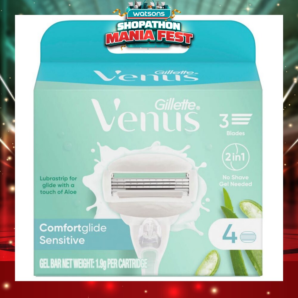 Comfortglide Sensitive Women's Razor Blade Refills For Sensitive Skin (Lubrication Strip With A Touch Of Aloe Vera For Less Irritation) 4s