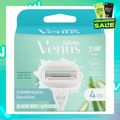 GILLETTE VENUS Comfortglide Sensitive Women's Razor Blade Refills For Sensitive Skin (Lubrication Strip With A Touch Of Aloe Vera For Less Irritation) 4s