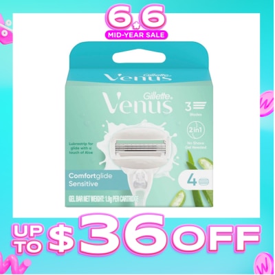 GILLETTE VENUS - Comfortglide Sensitive Women's Razor Blade Refills For Sensitive Skin (Lubrication Strip With A Touch Of Aloe Vera For Less Irritation) 4s