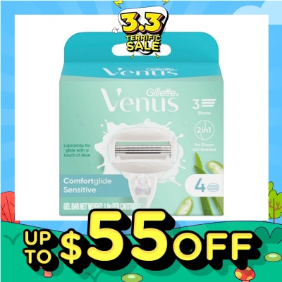 GILLETTE VENUS Comfortglide Sensitive Women's Razor Blade Refills For Sensitive Skin (Lubrication Strip With A Touch Of Aloe Vera For Less Irritation) 4s