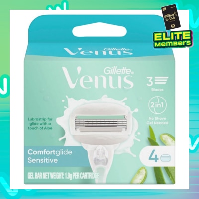 GILLETTE VENUS Comfortglide Sensitive Women's Razor Blade Refills For Sensitive Skin (Lubrication Strip With A Touch Of Aloe Vera For Less Irritation) 4s