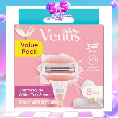 GILLETTE VENUS - Comfortglide White Tea Refill Blades (With A Skin Cushion Lubrication Strip That Helps Protect Against Shave Irritation) 8s