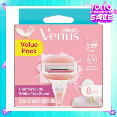 GILLETTE VENUS Comfortglide White Tea Refill Blades (With A Skin Cushion Lubrication Strip That Helps Protect Against Shave Irritation) 8s