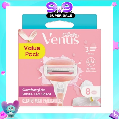 GILLETTE VENUS - Comfortglide White Tea Refill Blades (With A Skin Cushion Lubrication Strip That Helps Protect Against Shave Irritation) 8s image
