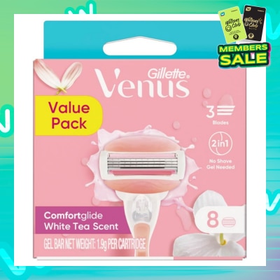 GILLETTE VENUS Comfortglide White Tea Refill Blades (With A Skin Cushion Lubrication Strip That Helps Protect Against Shave Irritation) 8s