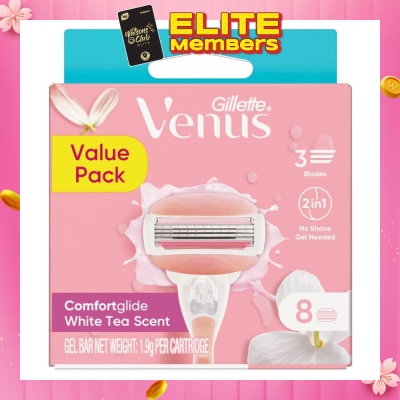 GILLETTE VENUS Comfortglide White Tea Refill Blades (With A Skin Cushion Lubrication Strip That Helps Protect Against Shave Irritation) 8s