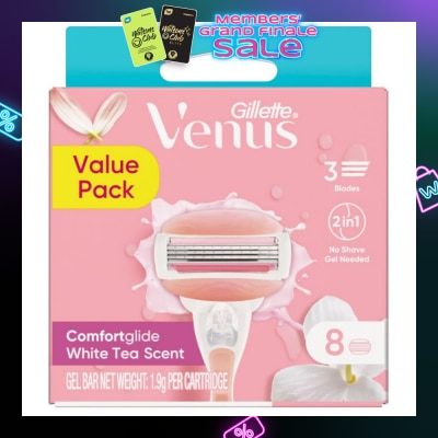GILLETTE VENUS Comfortglide White Tea Refill Blades (With A Skin Cushion Lubrication Strip That Helps Protect Against Shave Irritation) 8s