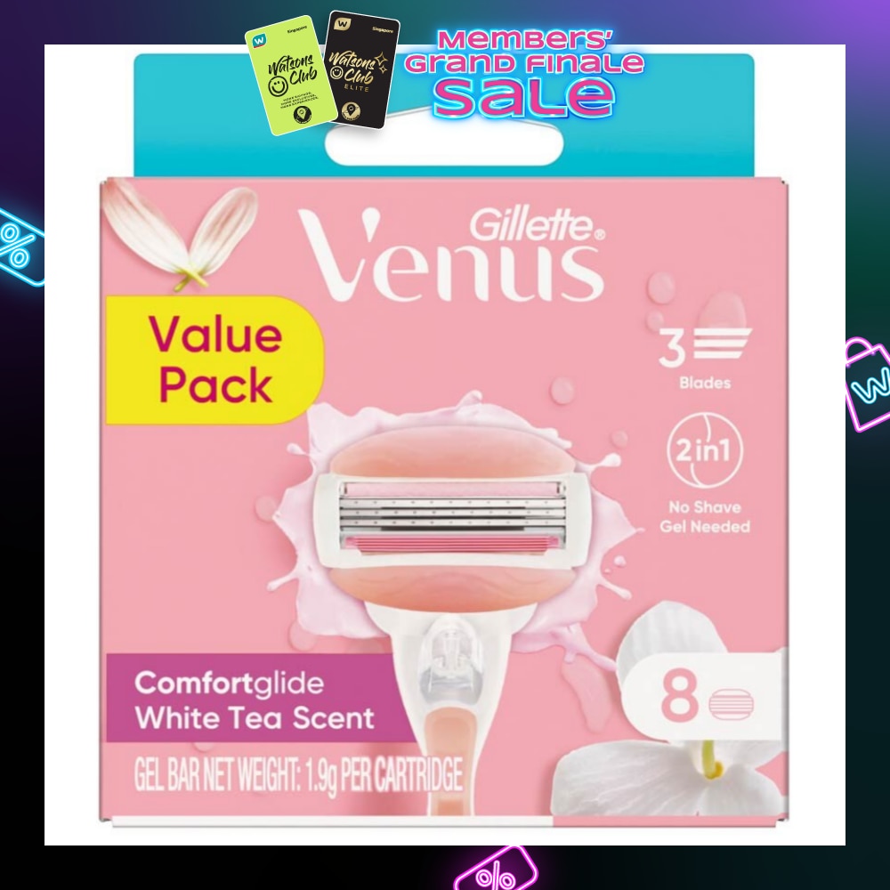 Comfortglide White Tea Refill Blades (With A Skin Cushion Lubrication Strip That Helps Protect Against Shave Irritation) 8s