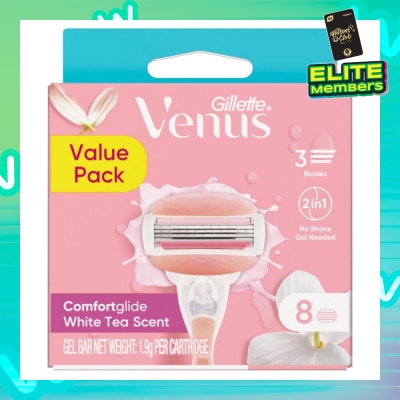 GILLETTE VENUS Comfortglide White Tea Refill Blades (With A Skin Cushion Lubrication Strip That Helps Protect Against Shave Irritation) 8s