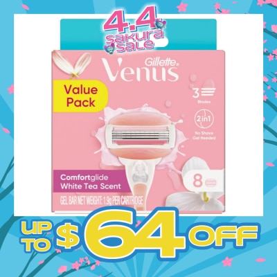 GILLETTE VENUS - Comfortglide White Tea Refill Blades (With A Skin Cushion Lubrication Strip That Helps Protect Against Shave Irritation) 8s