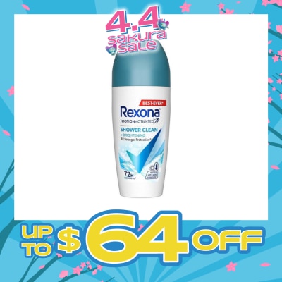 REXONA - Shower Clean And Brightening Anti Perspirant With Motion Activated Technology (Up To 72 Hours Protection Against Sweat And Odour) 45ml