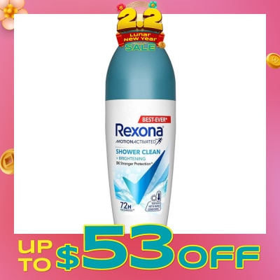 REXONA Shower Clean And Brightening Anti Perspirant With Motion Activated Technology (Up To 72 Hours Protection Against Sweat And Odour) 45ml
