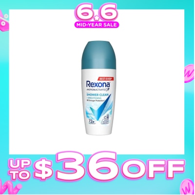 REXONA - Shower Clean And Brightening Anti Perspirant With Motion Activated Technology (Up To 72 Hours Protection Against Sweat And Odour) 45ml