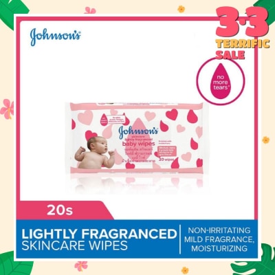 JOHNSON'S BABY Skincare Lightly Fragranced Baby Wipes (Non-Irritating + Mild Fragrance + Moisturizing) 20s