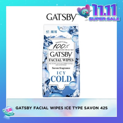 GATSBY Facial Wipes Icy Cold Savon Fragrance (100% Natural Cotton) 42s