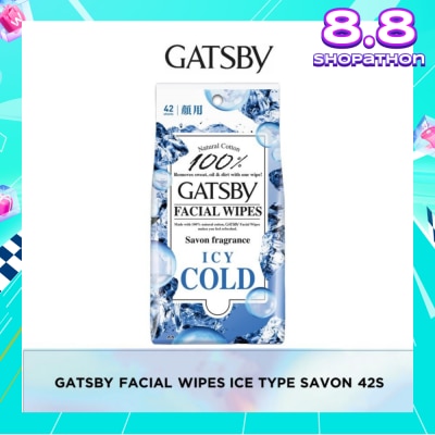 GATSBY Facial Wipes Icy Cold Savon Fragrance (100% Natural Cotton) 42s
