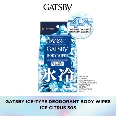 GATSBY Body Wipes Ice Cold Citrus (To Removes Sweat & Prevent Odour) 30s