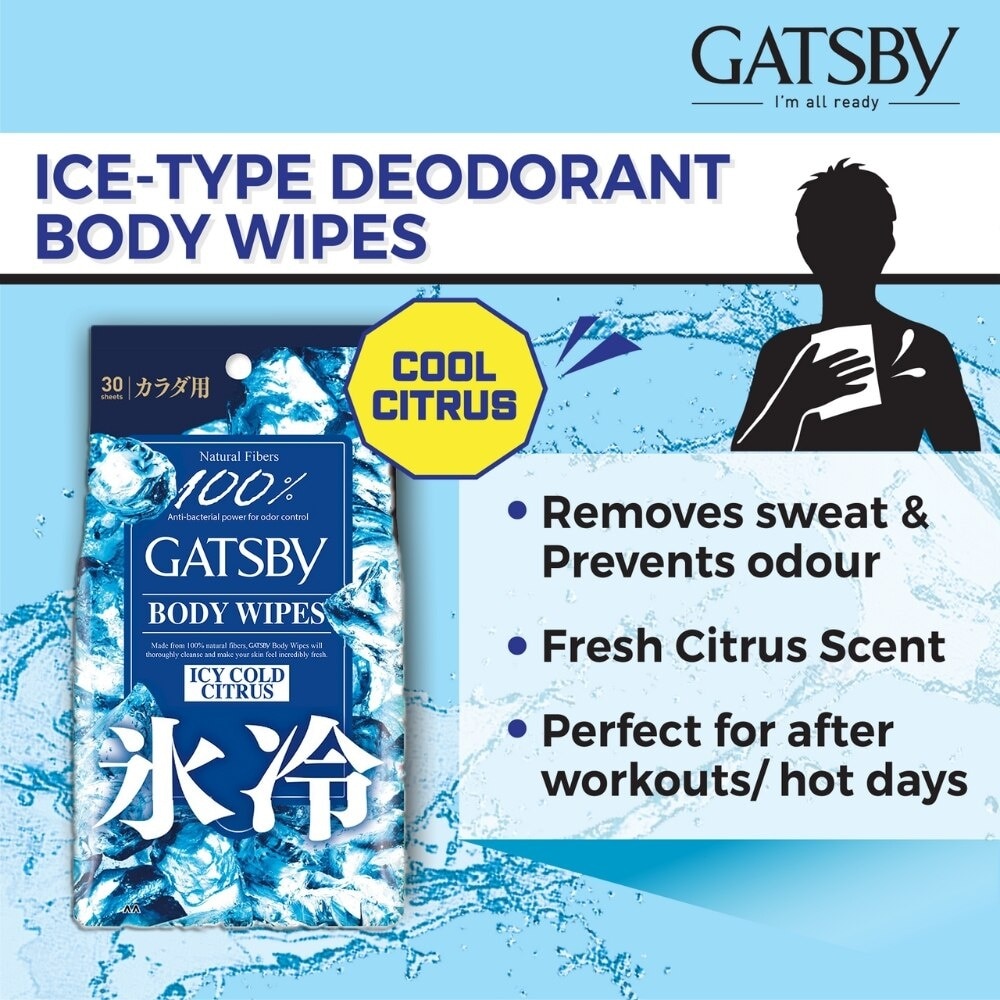 Body Wipes Ice Cold Citrus (To Removes Sweat & Prevent Odour) 30s