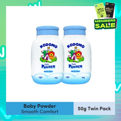 KODOMO Baby Powder Twinpack Smooth Comfort (Keep Babies Smelling Fresh And Fragrant All Day Long) 50g X 2s