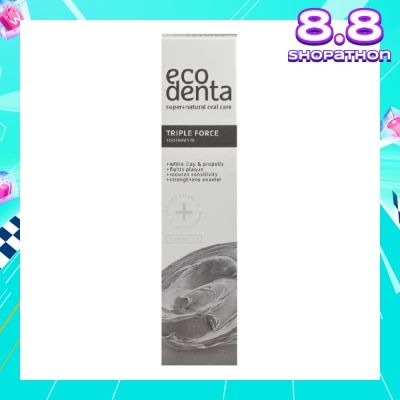 ECODENTA Triple Force Toothpaste With White Clay And Propolis 100ml