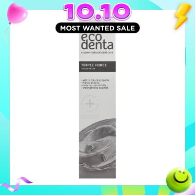 ECODENTA Triple Force Toothpaste With White Clay And Propolis 100ml image